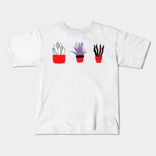 red black purple plant line art Kids T-Shirt